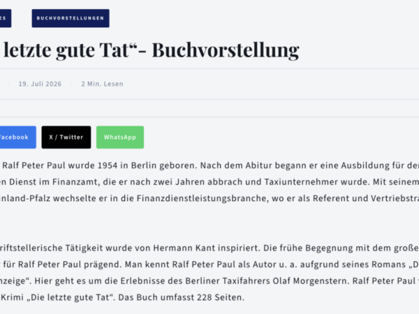 Buchvorstellung Buchvorstellung